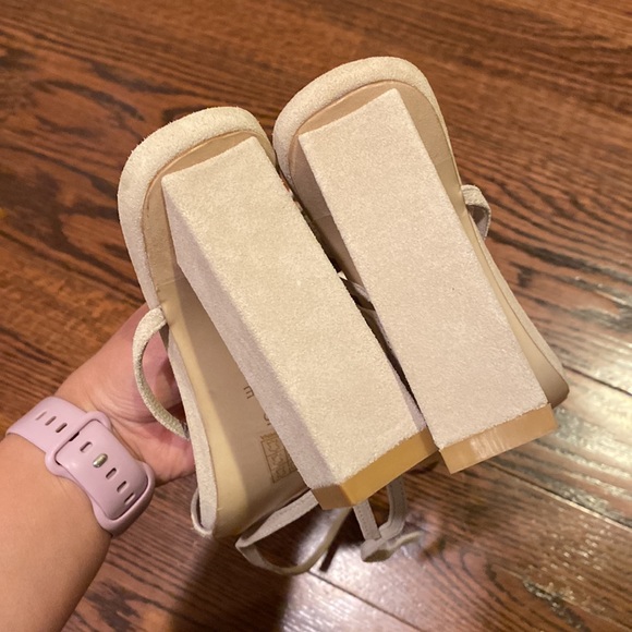 Raye Revolve Tan Suede Ankle Wrap Heels - Picture 4 of 8